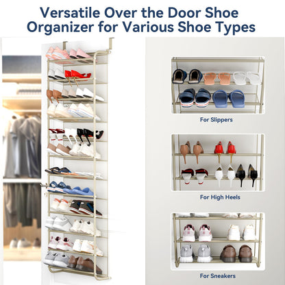 Whitmor 36 Pair Over The Door Shoe Organizer, 12 Tier Hanging Shoe Organizer, Heavy Duty Metal &