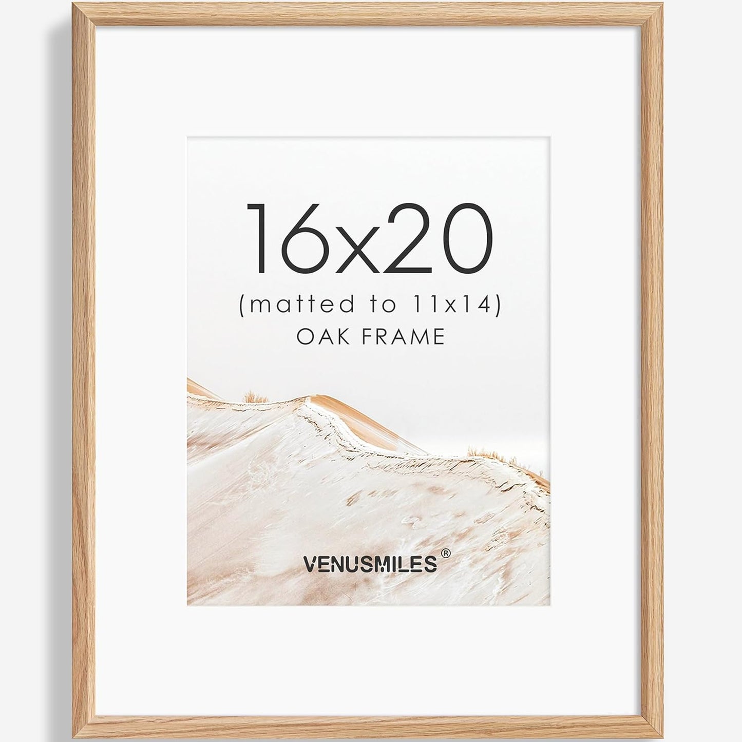 16x20 Picture Frame Natural Solid Oak Photo Frames with 11x14 Removable Mat Wall Hanging Large