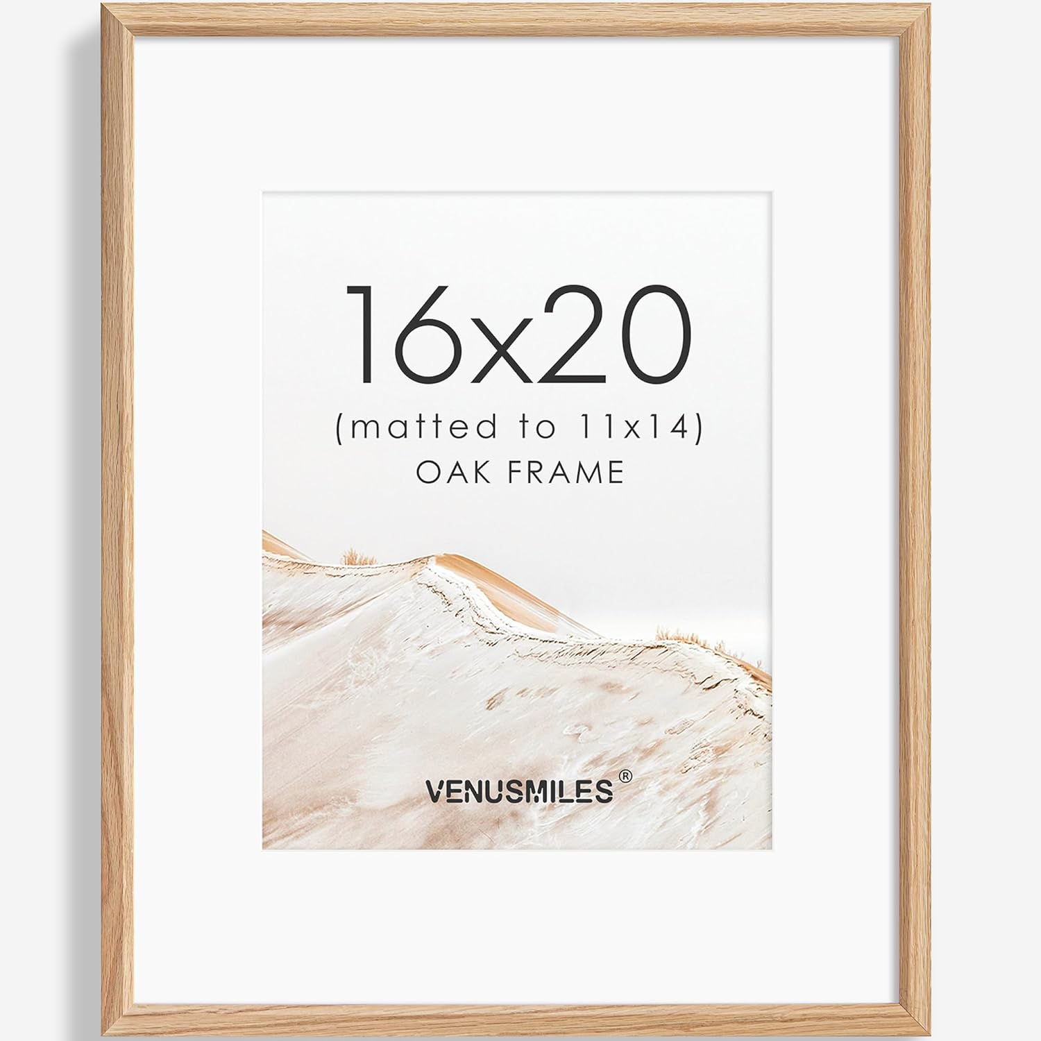 16x20 Picture Frame Natural Solid Oak Photo Frames with 11x14 Removable Mat Wall Hanging Large