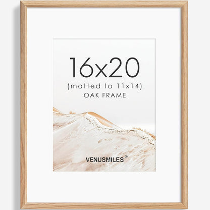 16x20 Picture Frame Natural Solid Oak Photo Frames with 11x14 Removable Mat Wall Hanging Large