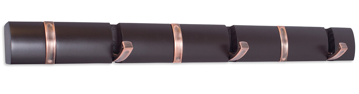BIRDROCK HOME Wall Mounted Hooks - 6 Folding Coat and Hat Rack Hooks - Oil Rubbed Bronze Hooks