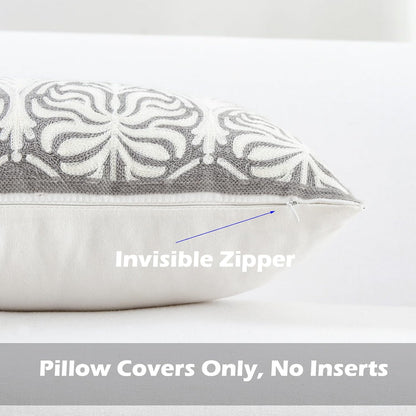 HWY 50 Grey Gray Decorative Lumbar Pillow Cover Rectangle 12x20 Inch (1 Piece), Embroidered Cotton