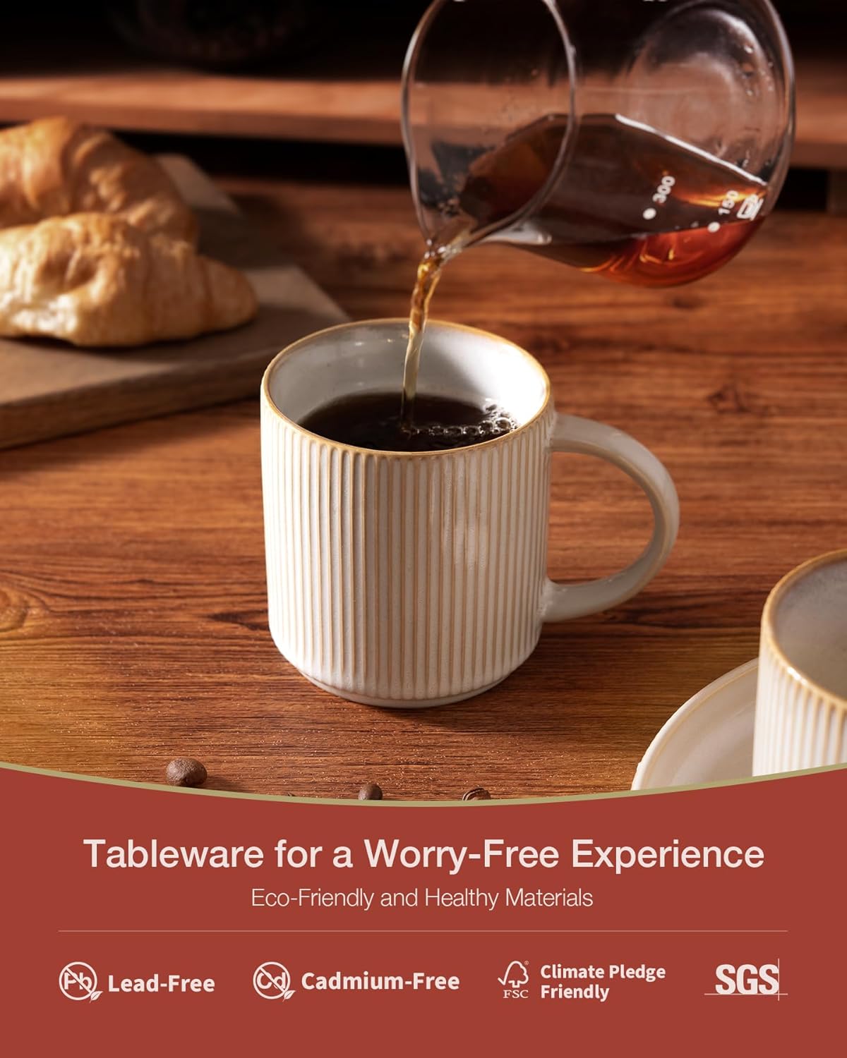 famiware Coffee Mug Set for 6, Star 12 oz Catering Mugs Cup Set with Handle for Coffee, Tea, Cocoa