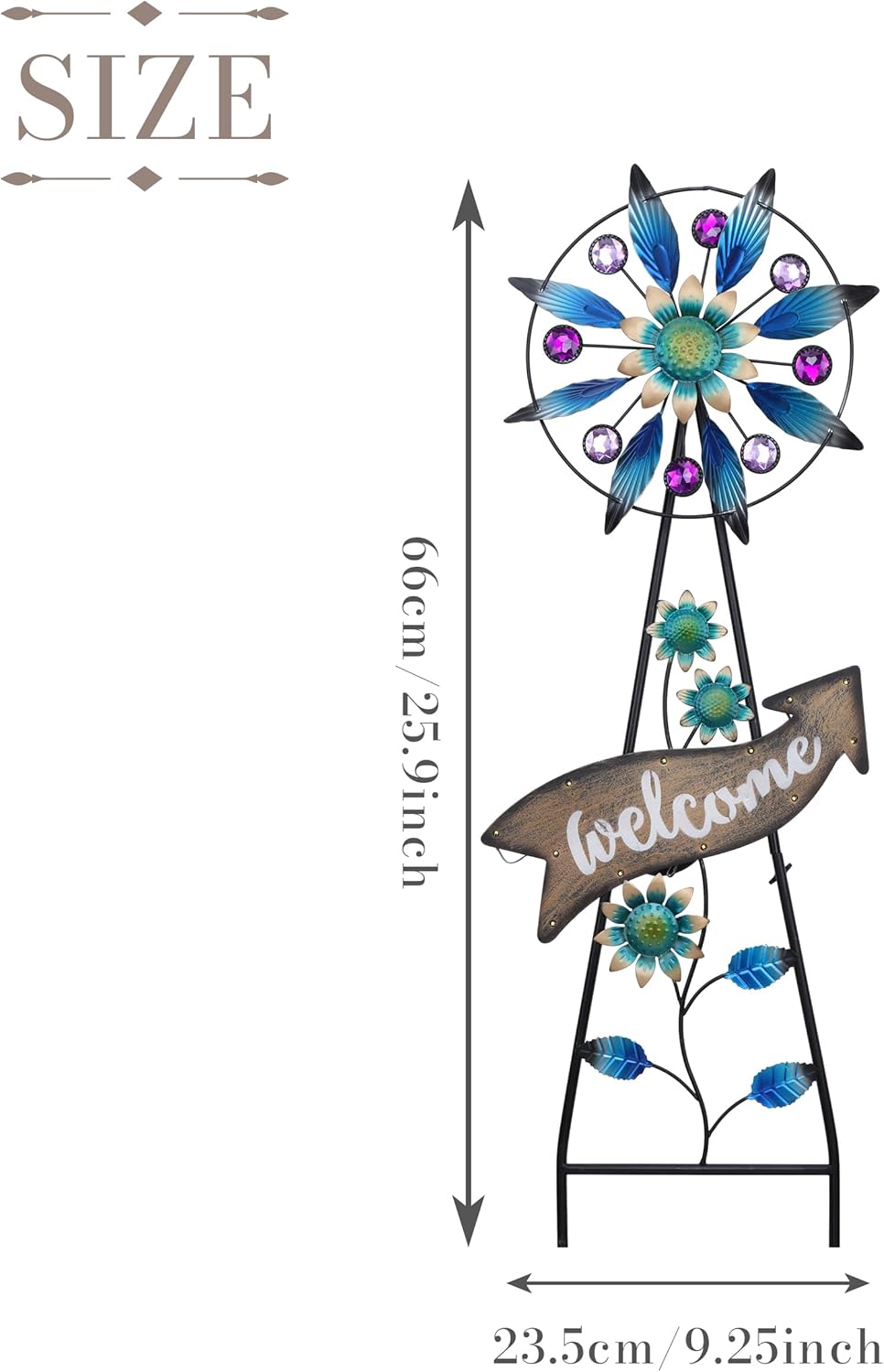 TERESA'S COLLECTIONS Peacock Garden Decor Solar Stake, Wind Spinner for Outdoor Decorations, Metal