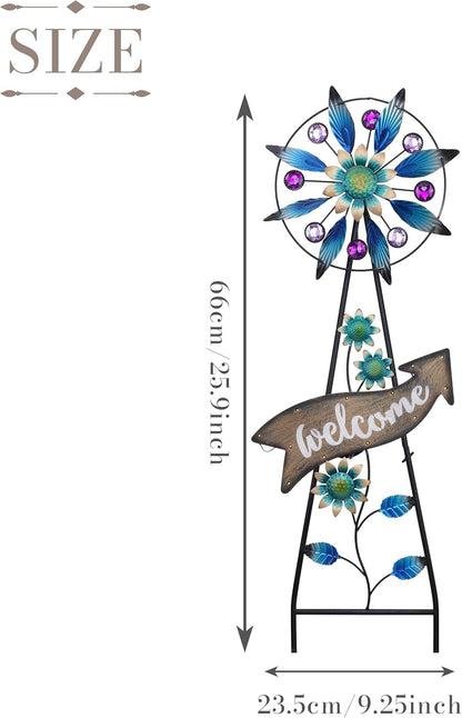 TERESA'S COLLECTIONS Peacock Garden Decor Solar Stake, Wind Spinner for Outdoor Decorations, Metal