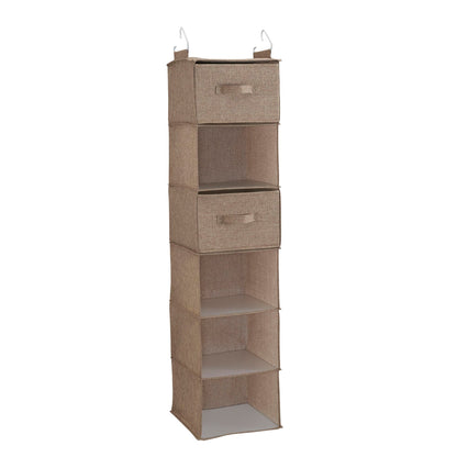 Household Essentials 6 Shelf Hanging Closet Organizer, Hanging Closet Shelf, Fabric Poly Linen and