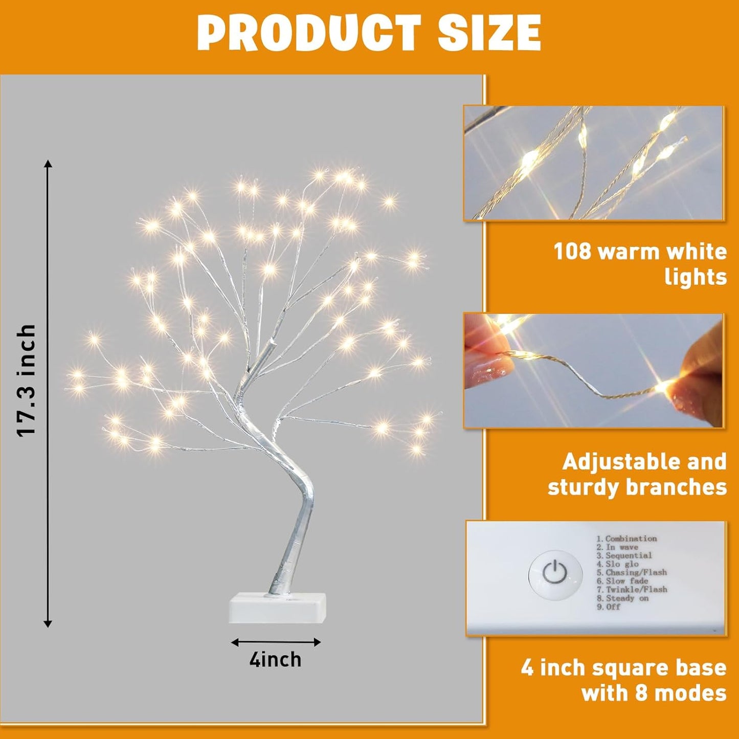 EAMBRITE Fairy Light Tree, 108 Led Light up Trees Decor Indoor, 8 Modes Fairy Light Spirit Tree for