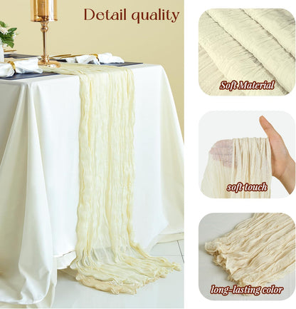 Sioloc 10 Pack Beige Cheesecloth Table Runner Fall Autumn Decor for Home 10ft Table Cloth for Tea