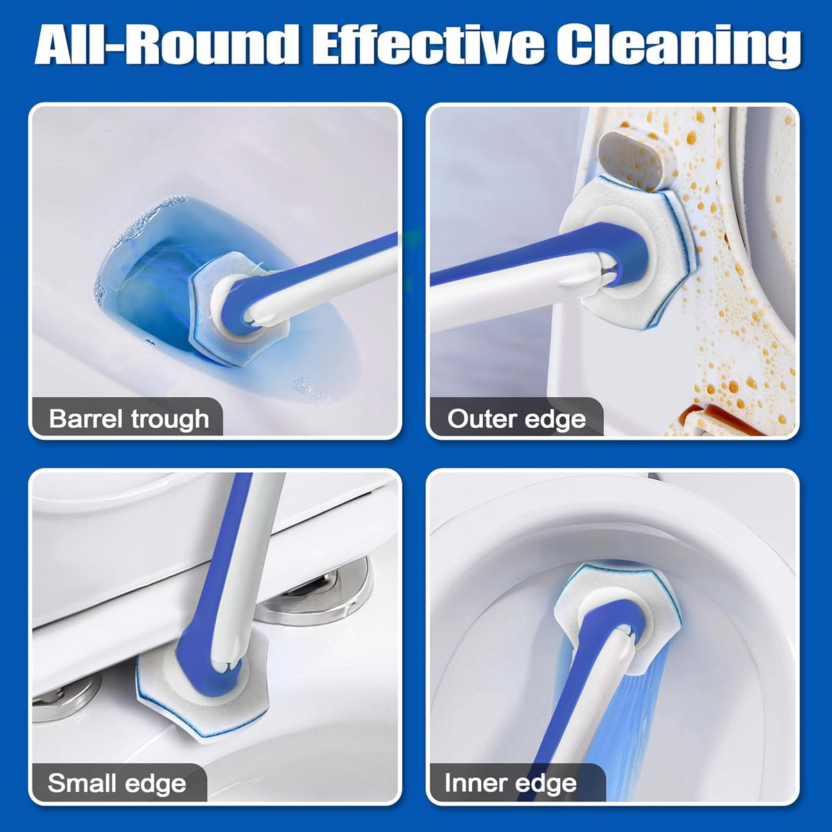 JEHONN Disposable Toilet Brush with 48 Wand Cleaner Refills, Wall Mounted Toilet Bowl Brush Holder
