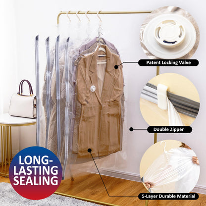 Hanging Vacuum Storage Bags, Space Saver Vacuum Seal Bags for Cloth, 6 Long