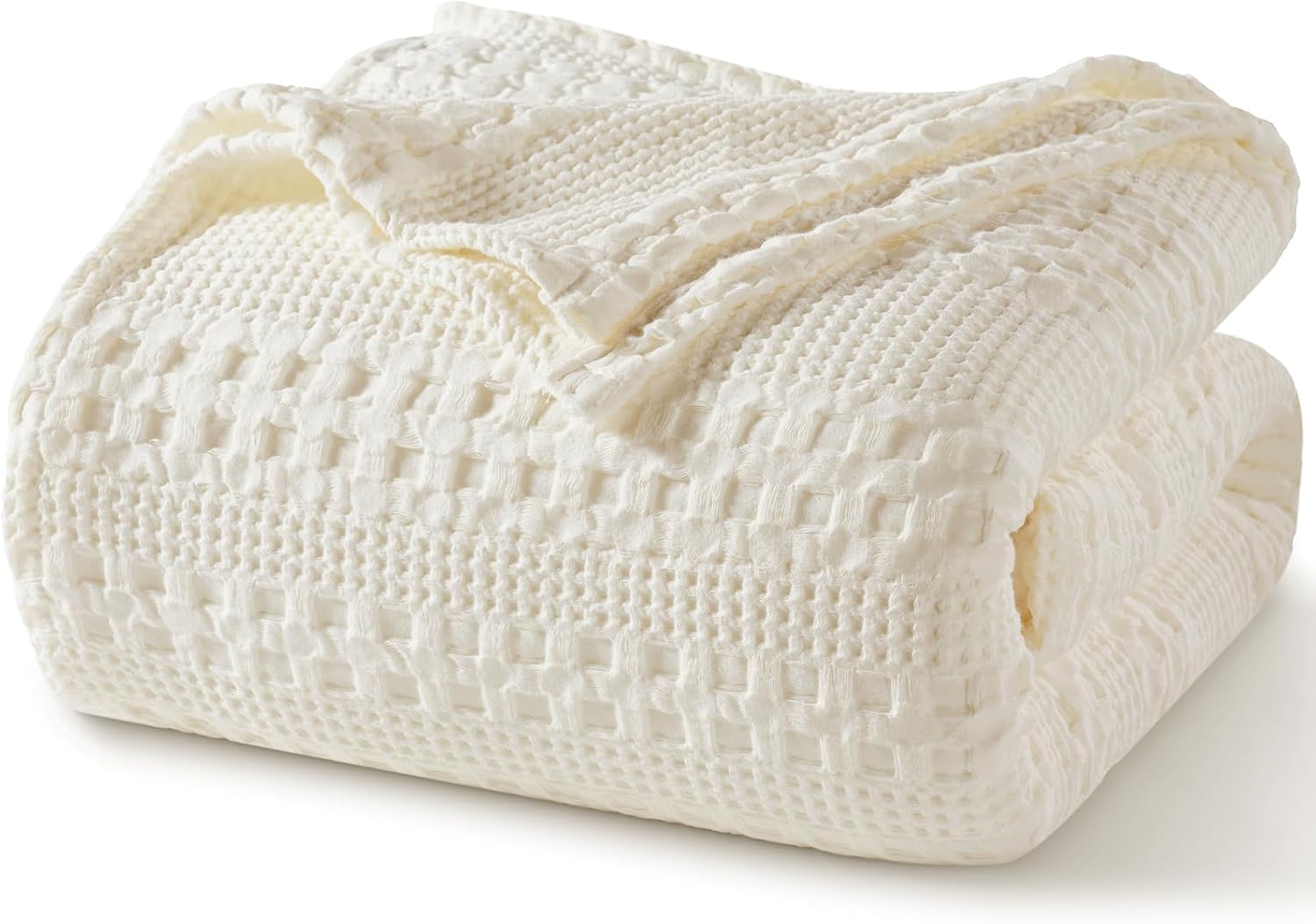 PHF 100% Cotton Waffle Weave Blanket King Size, Soft Lightweight Breathable Cozy Summer Blankets