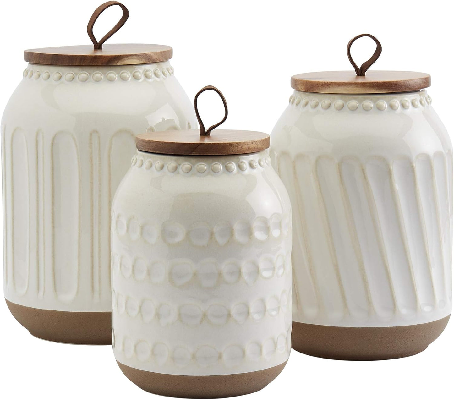 TTU Tabletops Gallery Ceramic Canister Collection- Stoneware Designed Kitchen Storage Embossed