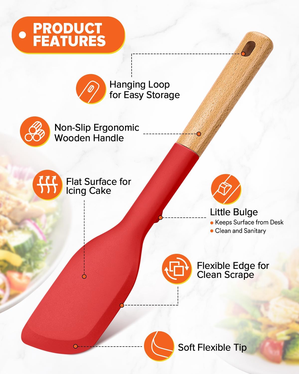 Cooking Spoon and Scraper for Nonstick Cookwares, Great for Cooking and Serving Durable BPA-Free