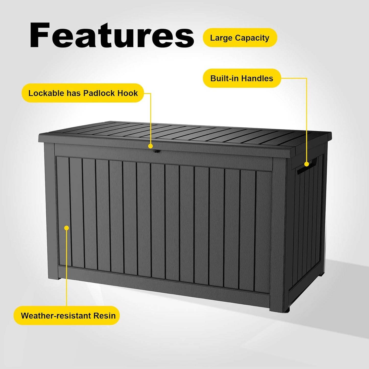 230 Gallon Outdoor Deck Box,Storage Lockable Waterproof Patio Furniture,Garden Tools,Cushions,Pool