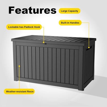 230 Gallon Outdoor Deck Box,Storage Lockable Waterproof Patio Furniture,Garden Tools,Cushions,Pool