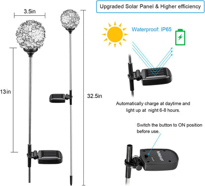 Solar Garden Lights Outdoor, Upgraded Globe Powered Garden Light, Multi-Color Changing LED Solar