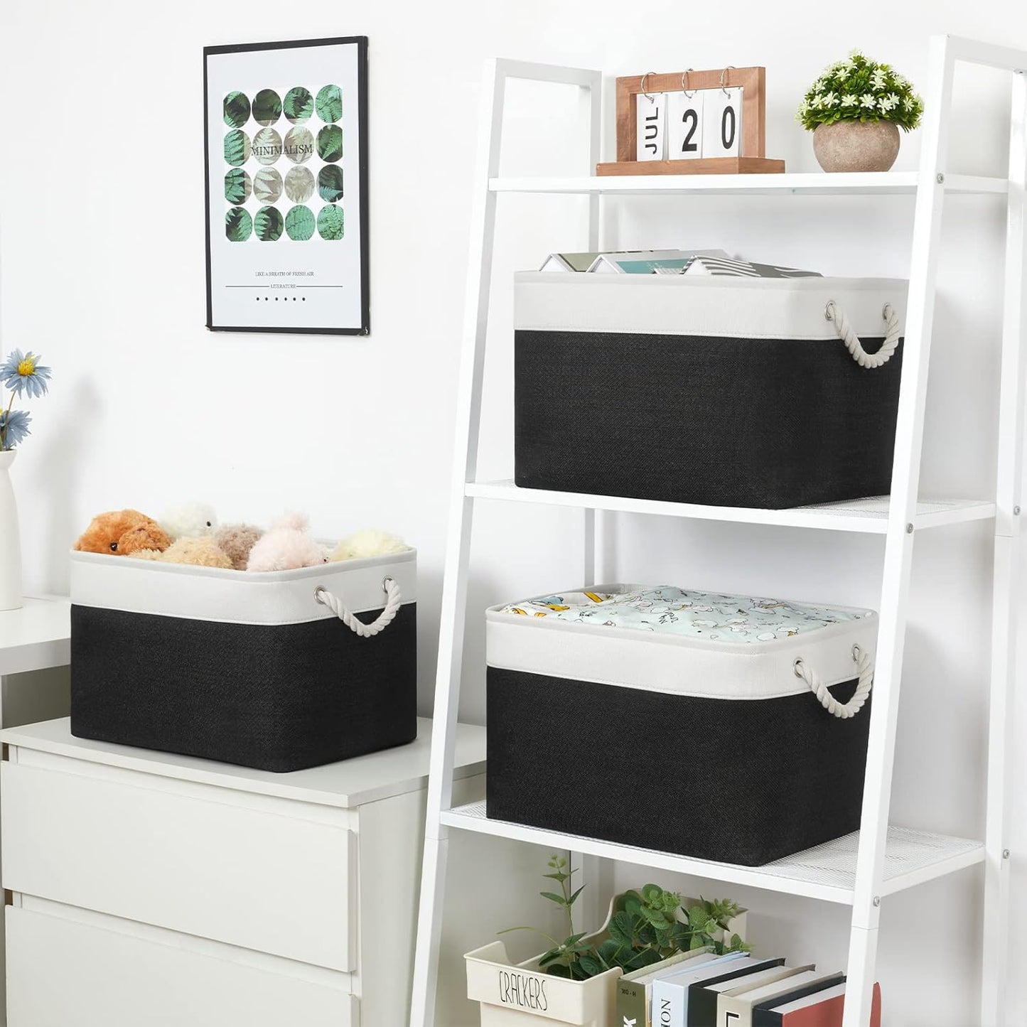 Bidtakay Black Storage Baskets for Shelves [3-pack] Collapsible Organizer Baskets for Laundry