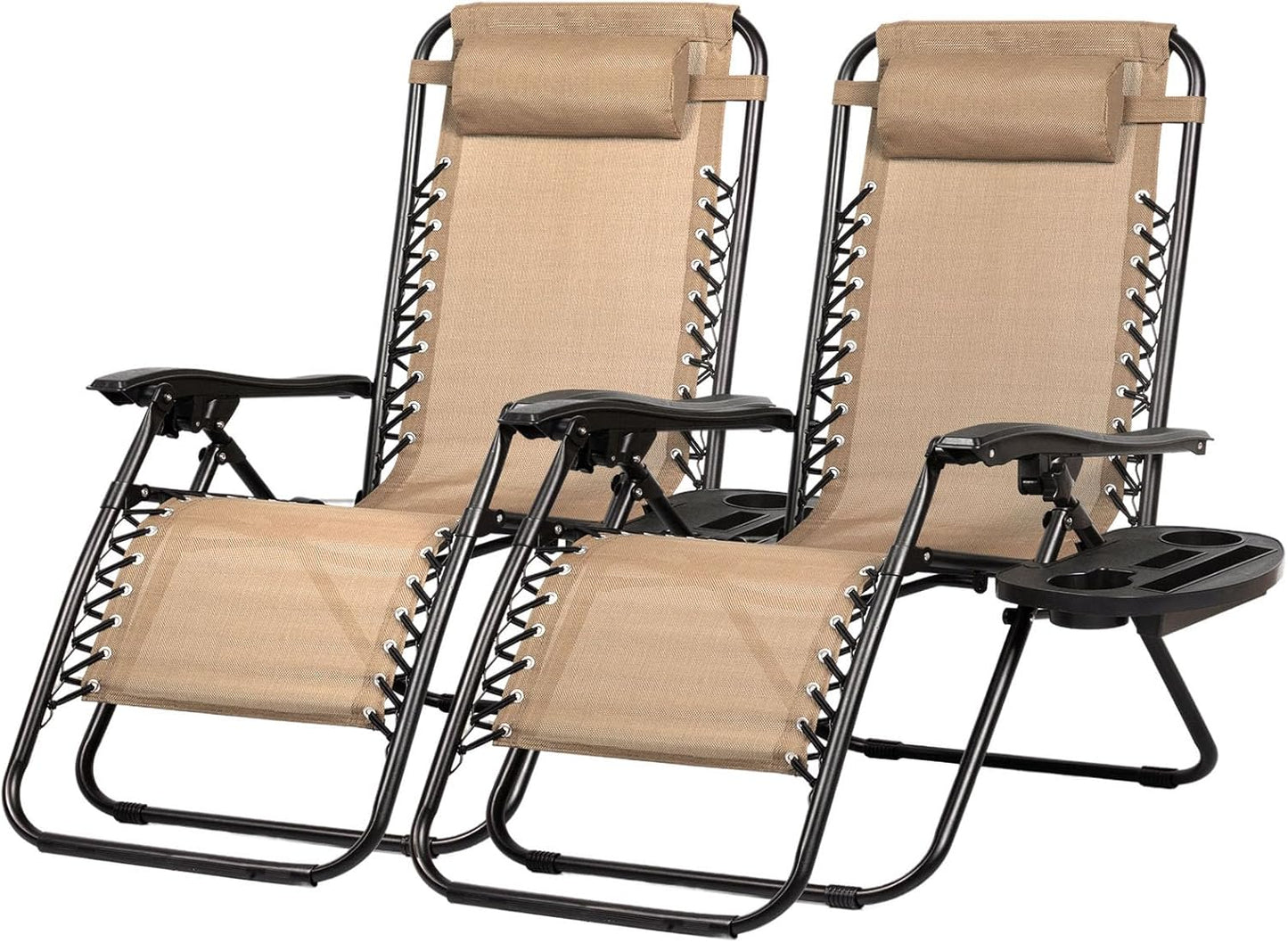 Nazhura Set of 2 Relaxing Recliners Patio Chairs Adjustable Steel Mesh Zero Gravity Lounge Chair