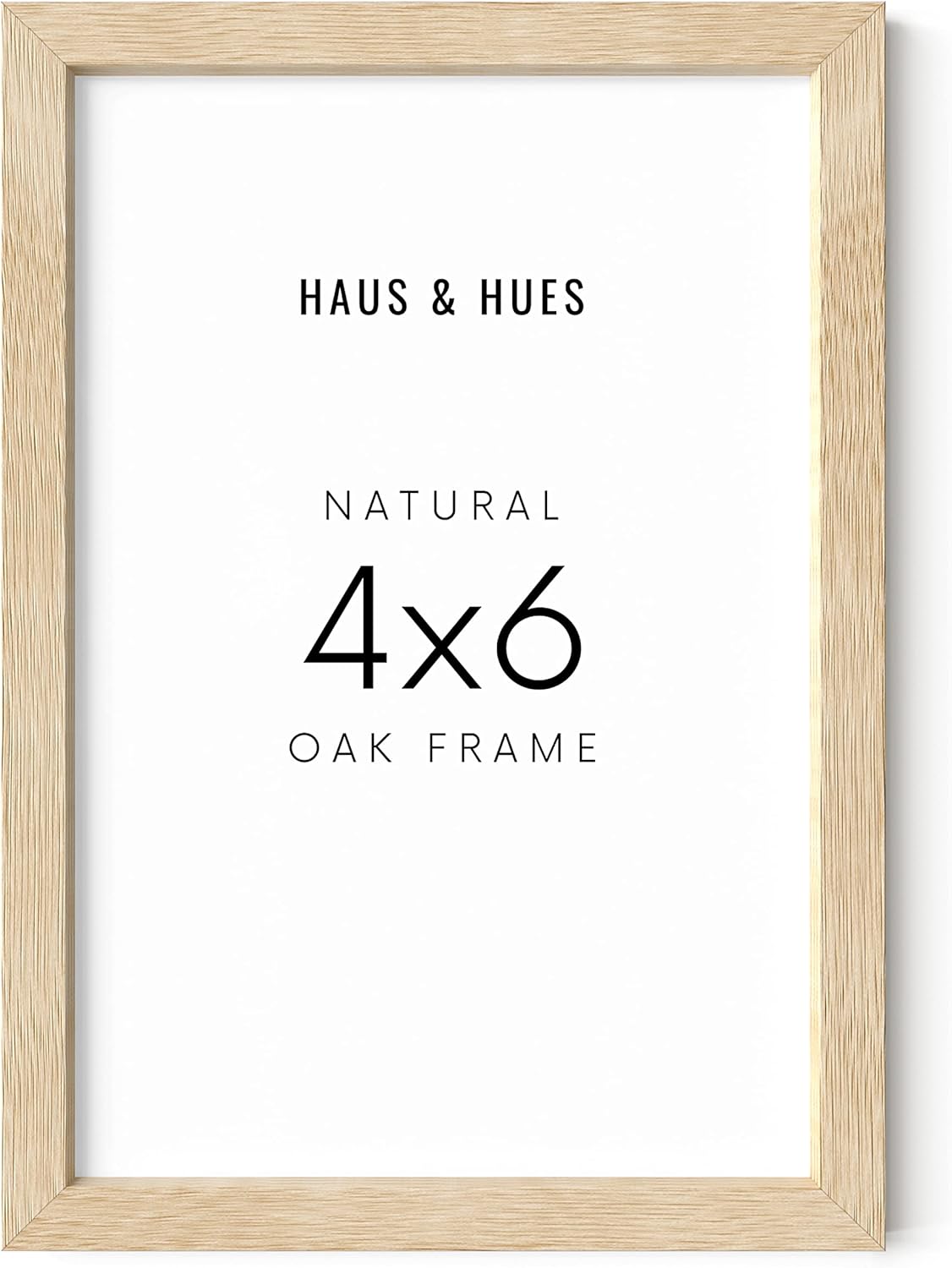 HAUS AND HUES Solid Oak 4x6 Picture Frame for Wall or Tabletop - Natural Wood Frame 4x6, Beige