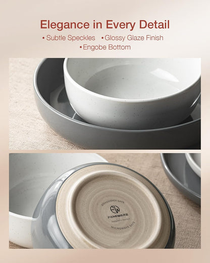Famiware Milkyway Plates and Bowls Sets, 12 Pieces Stoneware Dinnerware Sets, Dishes Set for 4