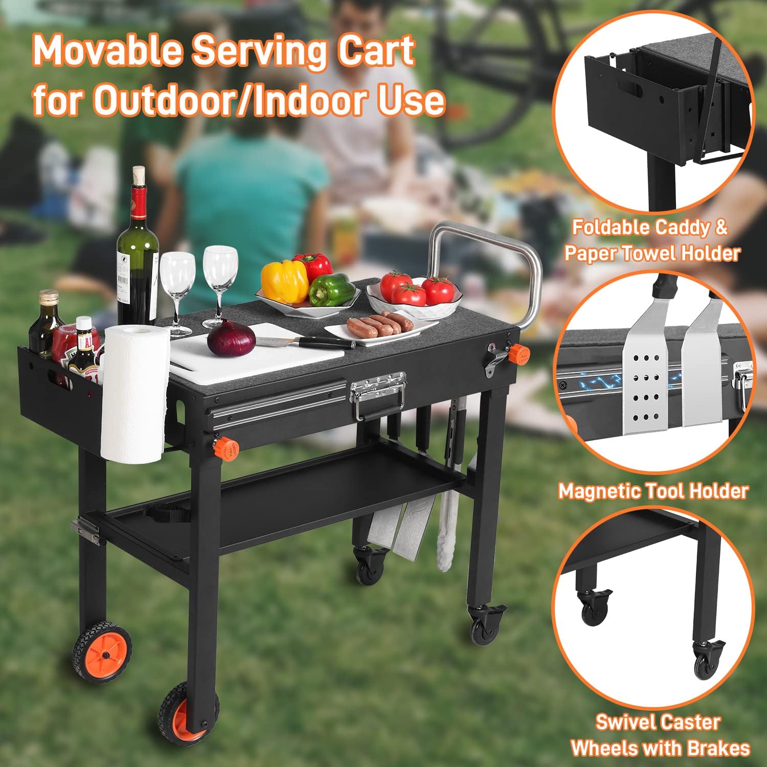 Portable Outdoor Grill Table, Folding Grill Cart Solid and Sturdy, Blackstone Griddle Stand Large