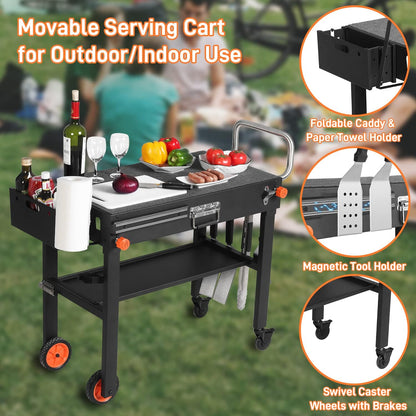 Portable Outdoor Grill Table, Folding Grill Cart Solid and Sturdy, Blackstone Griddle Stand Large