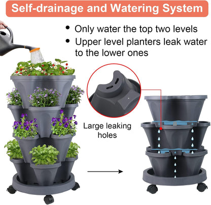 Vertical Planter 4 Tier Stackable Planters Garden Planters Strawberry Herb Flower and Vegetable