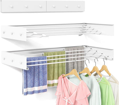 Wall Mounted Drying Rack for Laundry 31.5'', Folding Drying Rack Clothing Wall Mount with 5 Rods