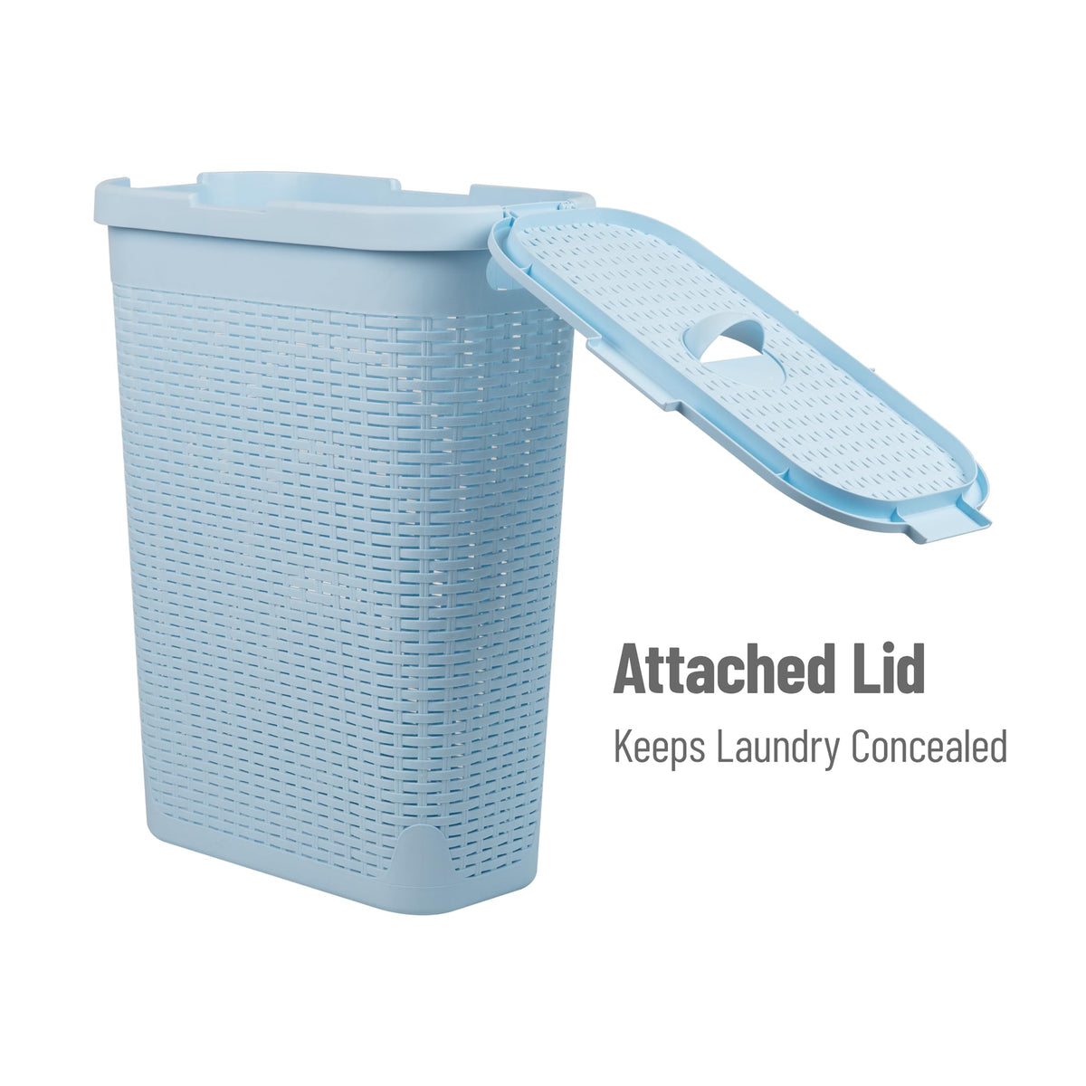 Mind Reader Slim Laundry Hamper with Lid, 40L Clothes Basket, Narrow Tapered Design with Ventilated