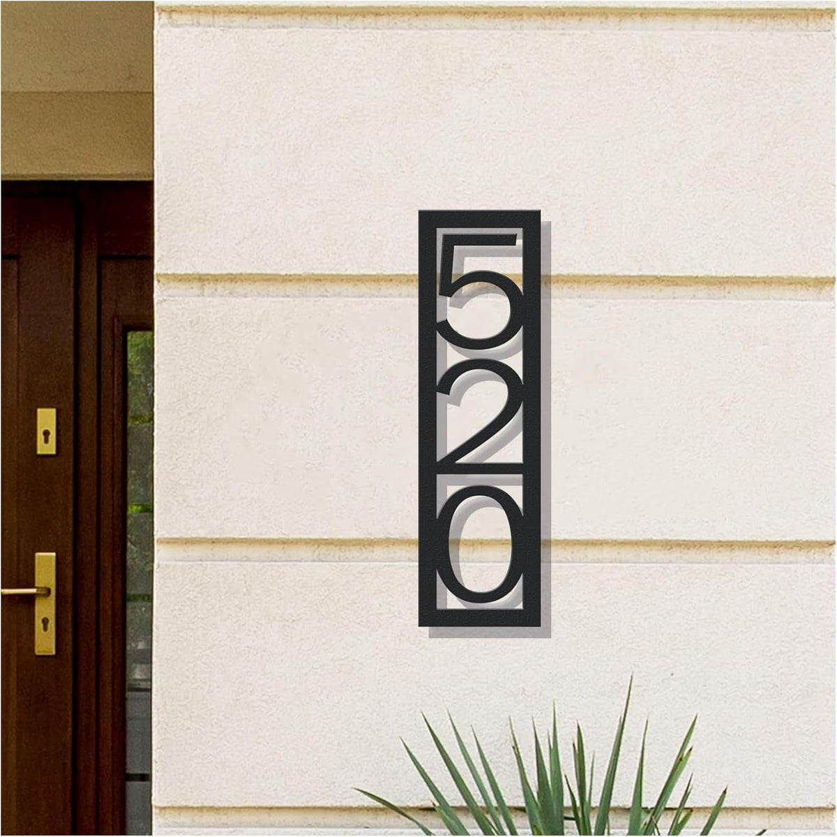 Custom Metal Modern House Number Sign for Outside - Personalized Vertical Outdoor Street Number