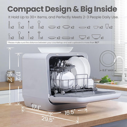 COMFEE' Portable Mini Dishwasher Countertop with 5L Built-in Water Tank for Apartments& RVs, No