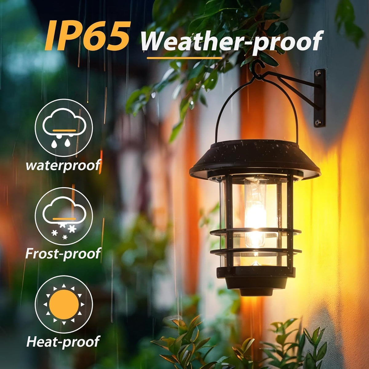 Otdair Solar Lanterns Outdoor Waterproof 2 Pack, Auto On/Off Hanging Solar Lights for Outside with