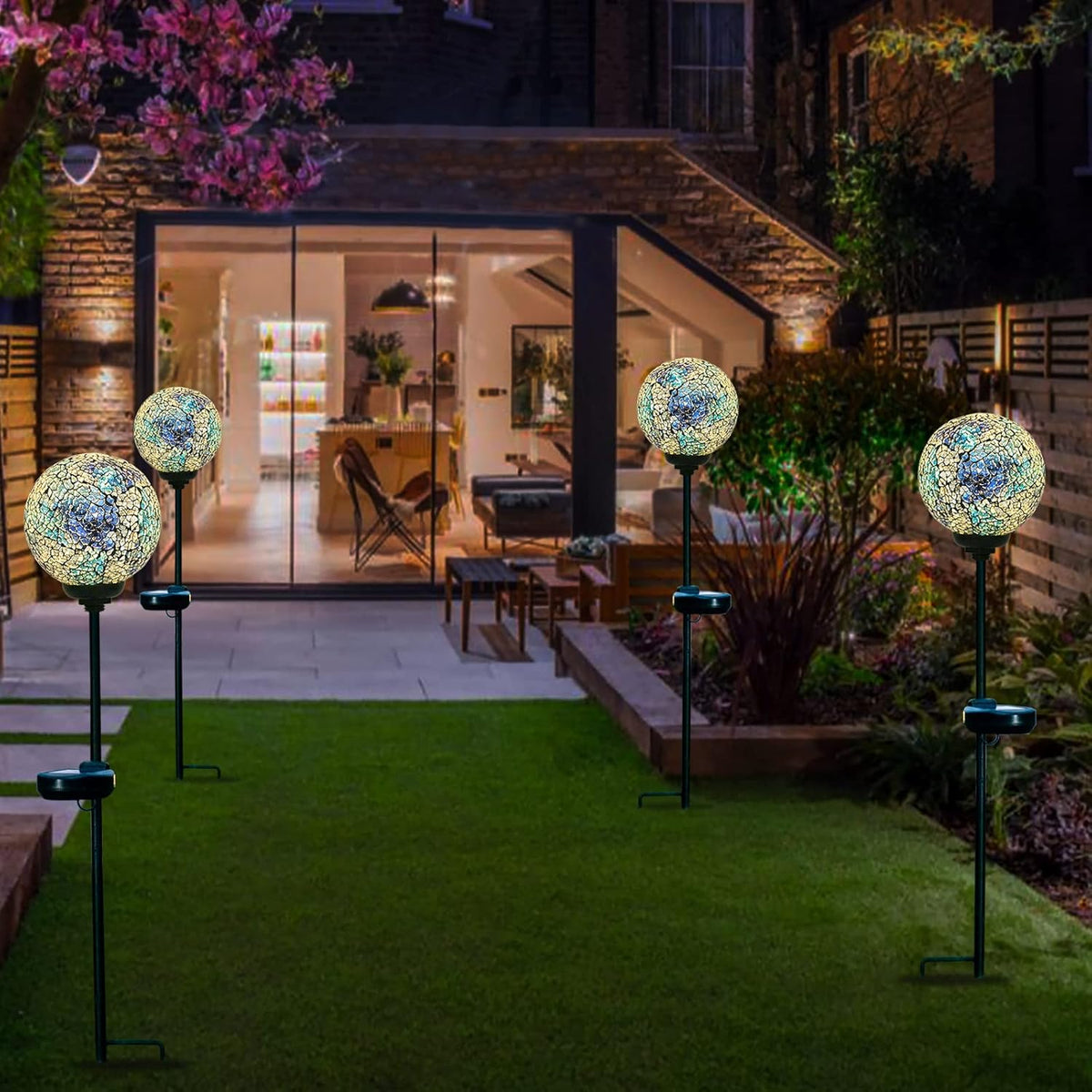 VCUTEKA Mosaic Solar Light, Solar Garden Decorative Lights Outdoor Waterproof LED Pathway Stake