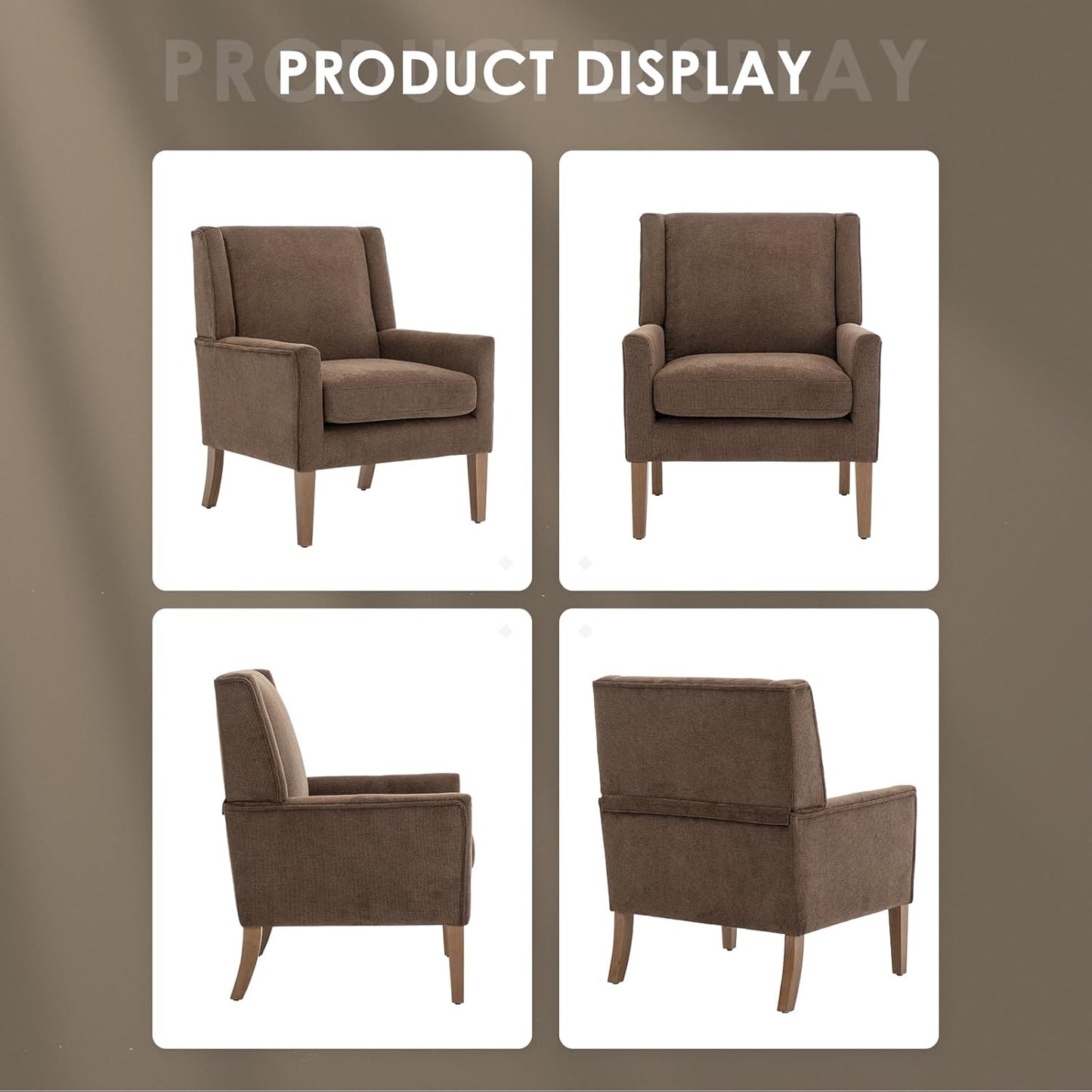 COLAMY Modern Wingback Living Room Chair Set of 2, Upholstered Fabric Accent Armchair, Single Sofa