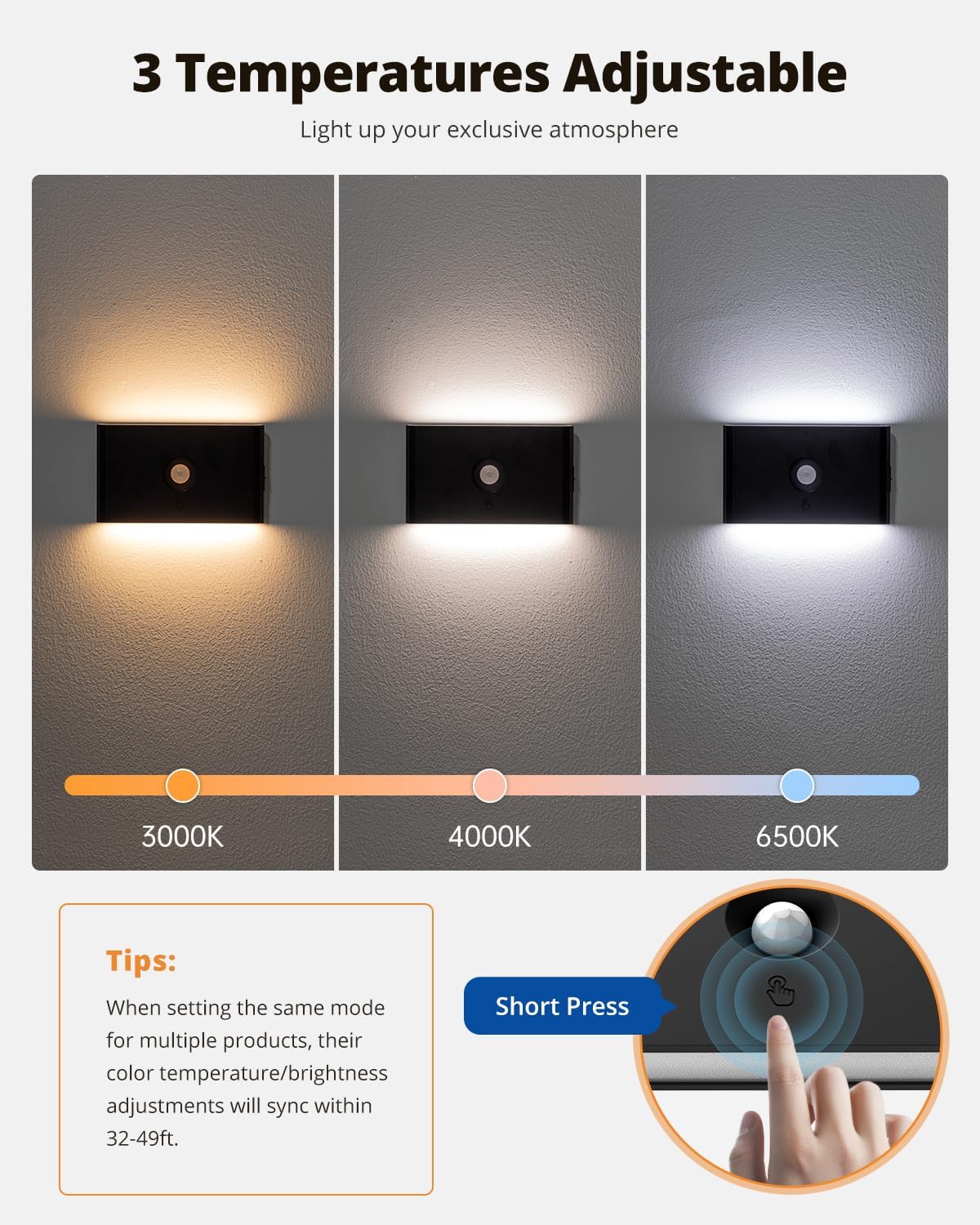 wowatt 6 Packs Rechargeable Motion Sensor Stair Light Black (Magnetic Mounting Design)(Sensor Modes
