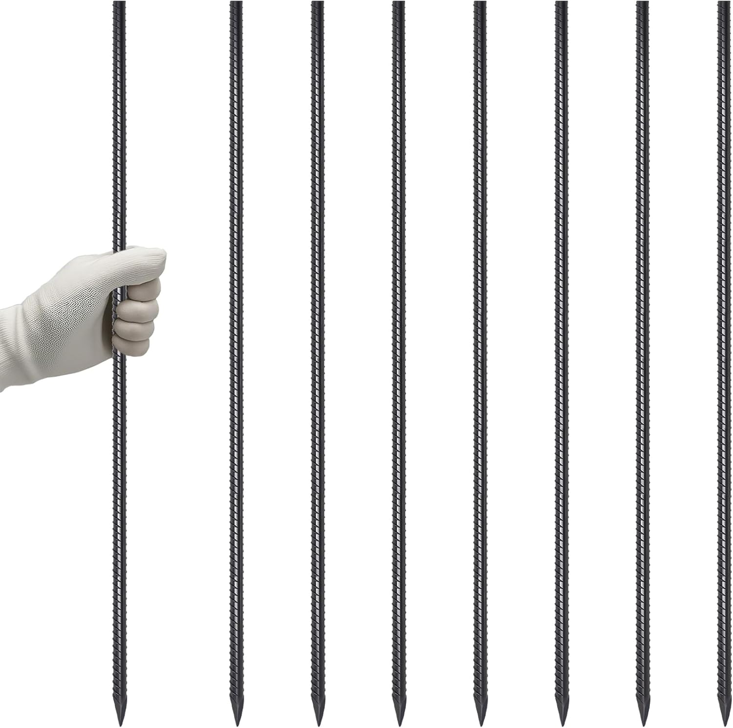VVOKGO RebarStakes 36 Inch Ground Rebar Stakes (8 pcs), Heavy Duty Hook Ground Anchors, Steel Plant