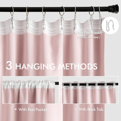 MIULEE Baby Pink Back Tab Blackout Curtains 84 Inch Length 2 Panels Set for Living Room Bedroom