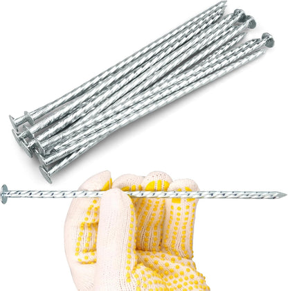 8" Heavy Duty Spiral Landscape Spikes - Solid Galvanized Metal Garden Stakes for Fixing Paver