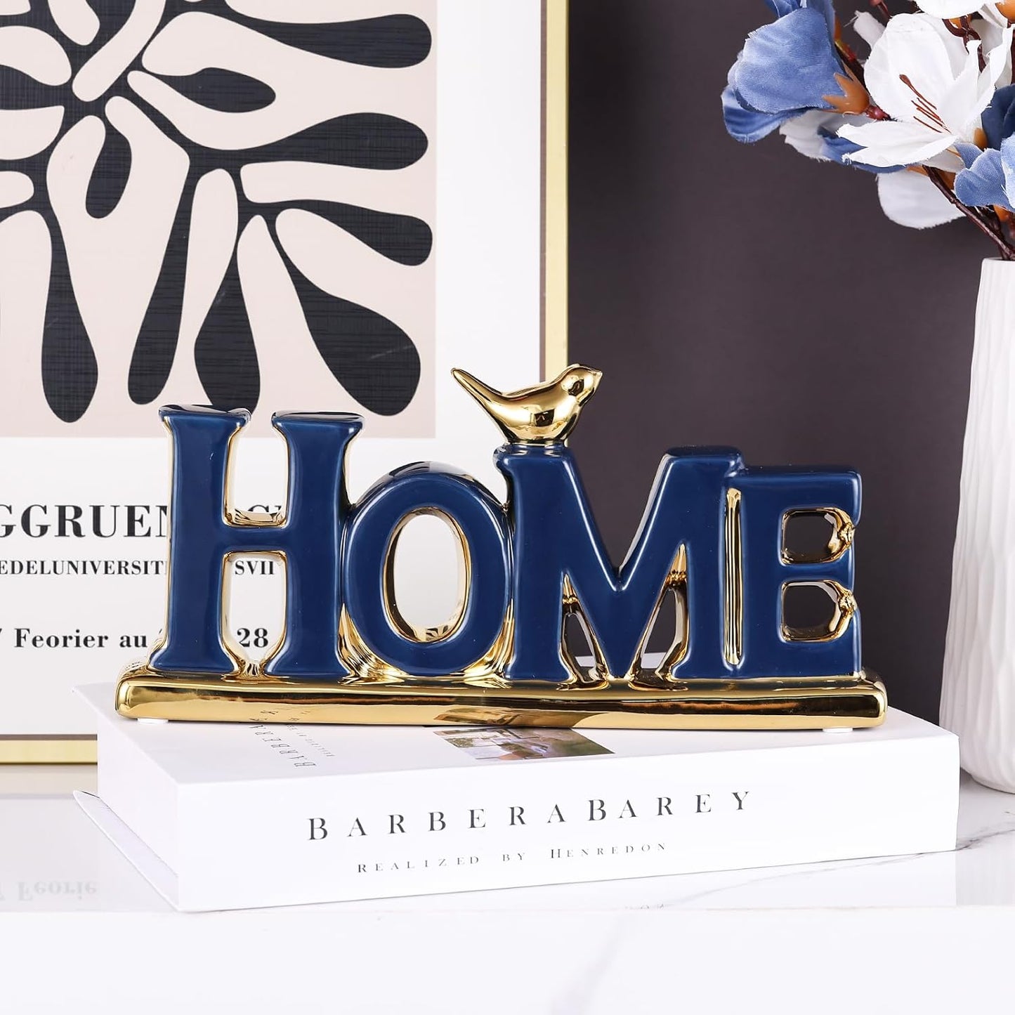 Love Sign Decoration,Blue and Gold Home Signs for Home Decor Statue,Modern Bird Sculpture
