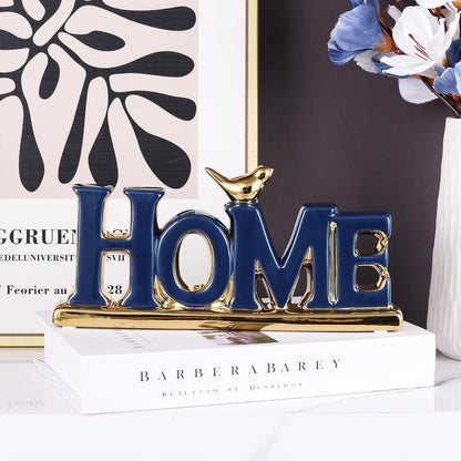 Love Sign Decoration,Blue and Gold Home Signs for Home Decor Statue,Modern Bird Sculpture