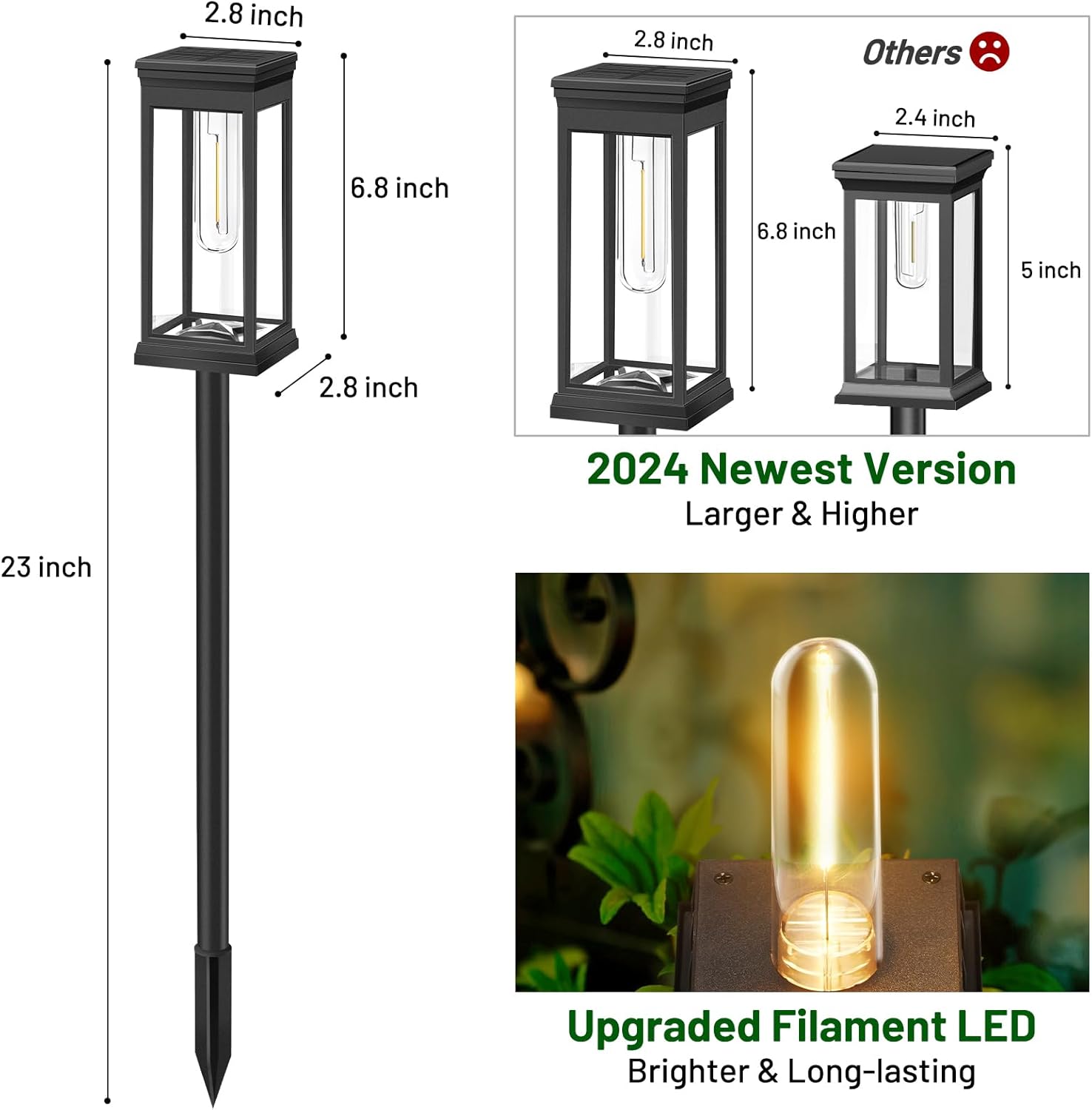 BesLowe 【Upgraded】 Solar Pathway Lights Outdoor, 6-Pack Large LED Solar Light Outdoor Waterproof