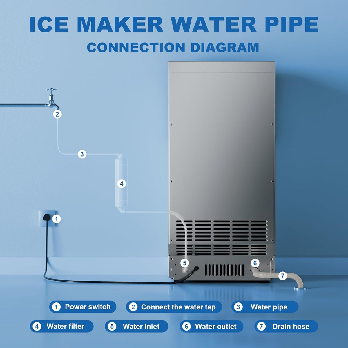 Ice Maker Commercial Ice Machine, 120lbs Per Day, Auto-Cleaning, Countertop Ice Maker with Basket