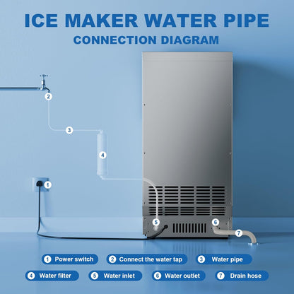 Ice Maker Commercial Ice Machine, 120lbs Per Day, Auto-Cleaning, Countertop Ice Maker with Basket