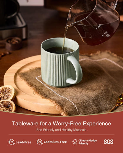famiware Coffee Mug Set for 6, Star 12 oz Catering Mugs Cup Set with Handle for Coffee, Tea, Cocoa