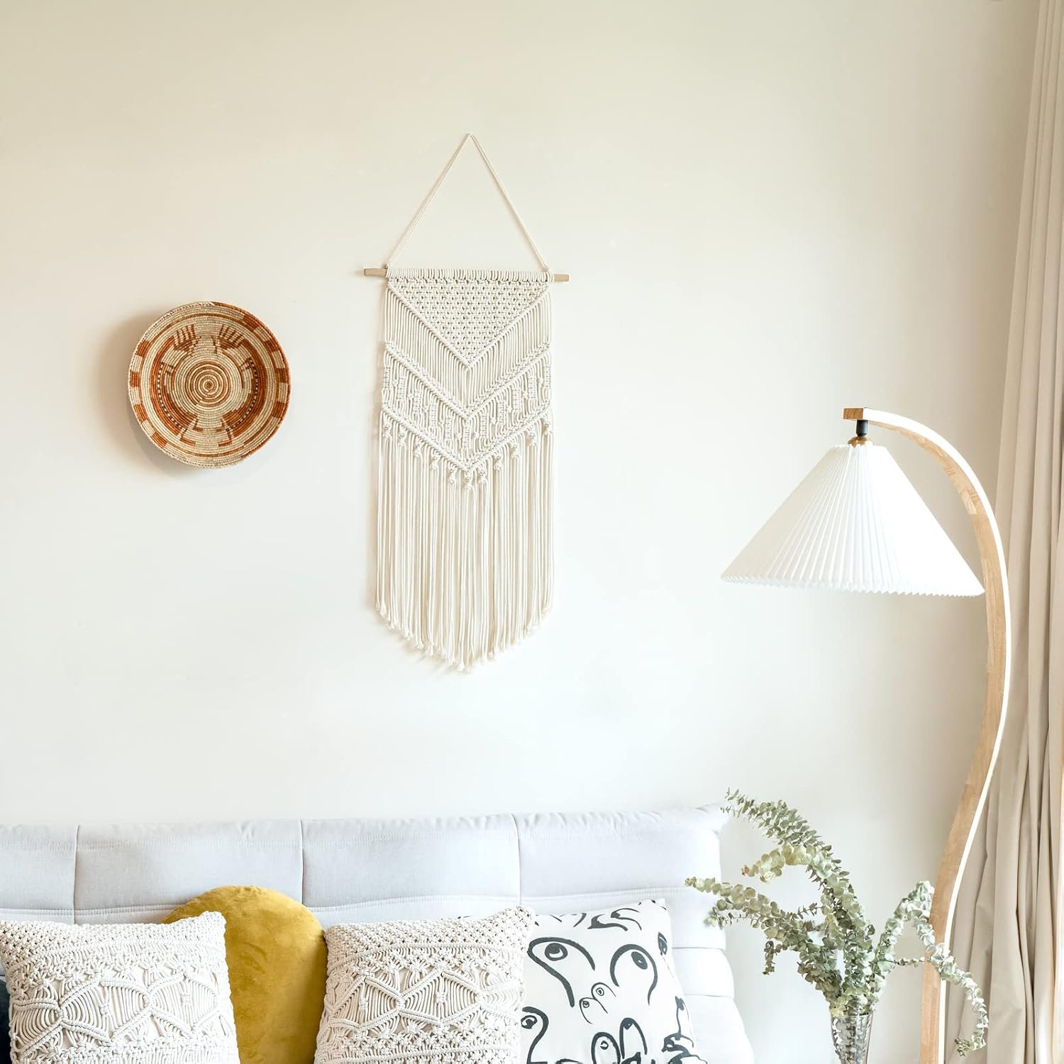 Mkono Macrame Wall Hanging Art Woven Boho Home Décor, Geometric Beautiful Yarn Tapestry Wall Decor
