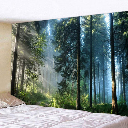 Llamazing Forest Tapestry - Magic Tapestry Curtain for Living Room & Bedroom (Morning Forest
