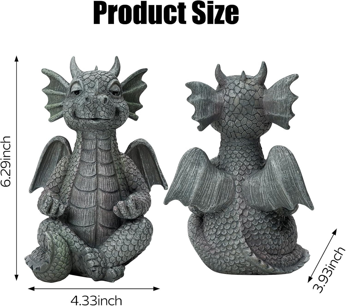 Garden Dragon Statue Decor - Meditation Dragon Sculpture Figurine Outdoor Decoration, Zen Yoga