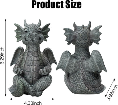 Garden Dragon Statue Decor - Meditation Dragon Sculpture Figurine Outdoor Decoration, Zen Yoga