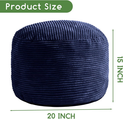 HIGOGOGO Round Stuffed Pouf Ottoman, Corduroy Poufs with Foam Chunk Filling, Furry and Fluffy Pouf