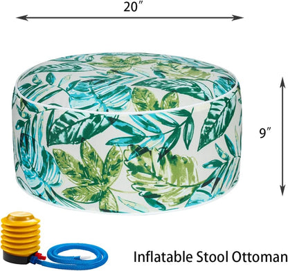 FUNHOME Inflatable Outdoor Ottoman with Air Pump,20"x9" Portable Patio Pouf,Water